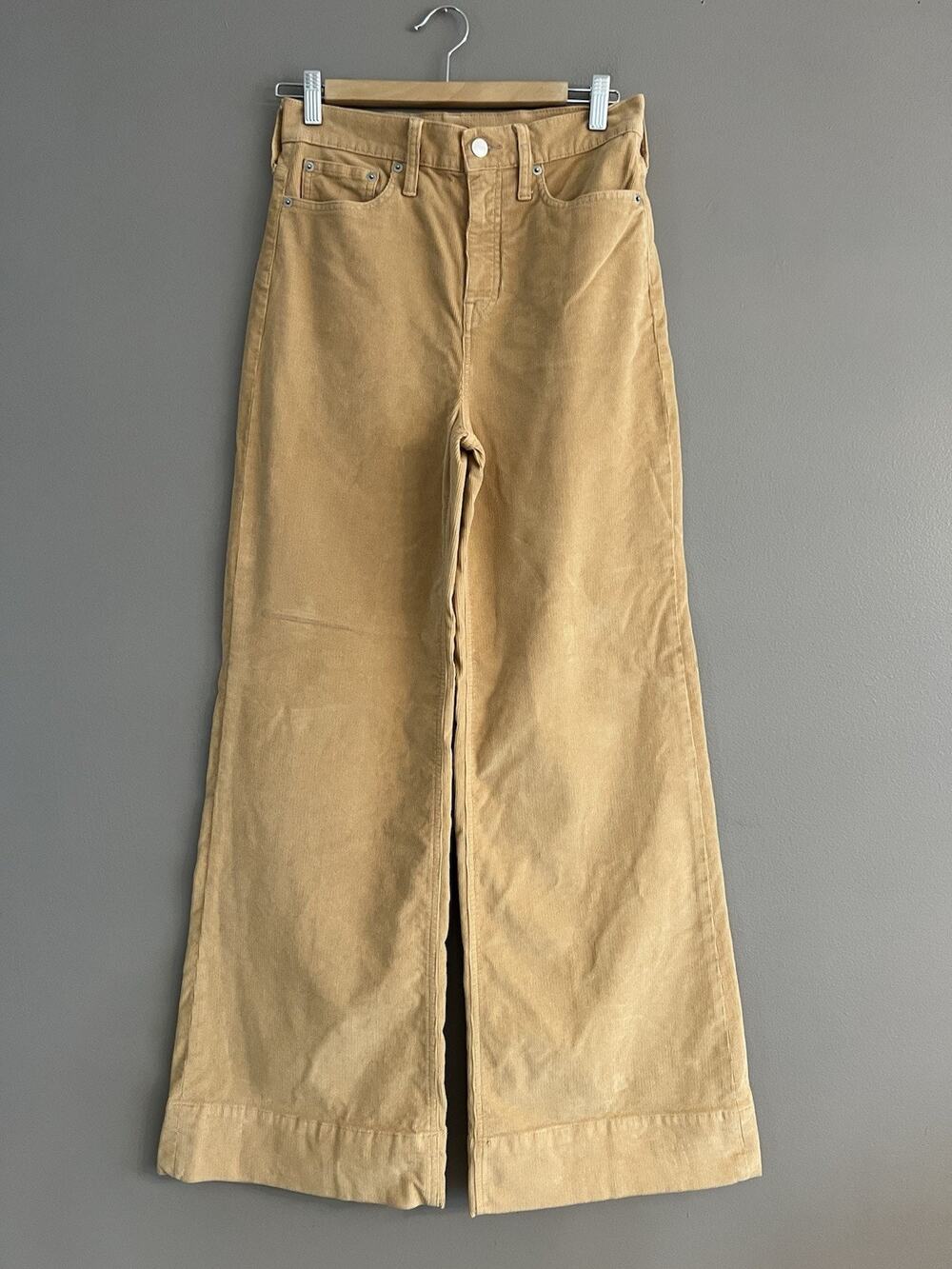 J.Crew Women's 26 Tan Wide-Leg Corduroy Trouser Western Festival Boho High Rise